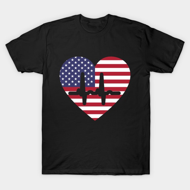 United State of America, Heart beat T-Shirt by maro_00